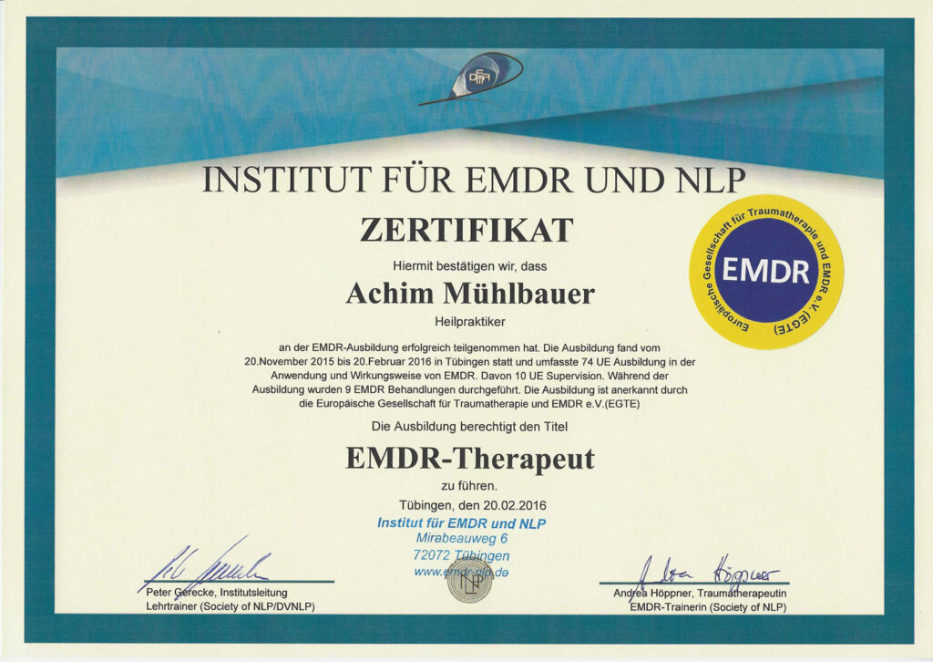 EMDR und NLP Zertifikat